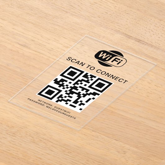 WiFi-Kennwort | QR-Code-Prüfung für die Verbindung Acryleinladungen (Ablage )