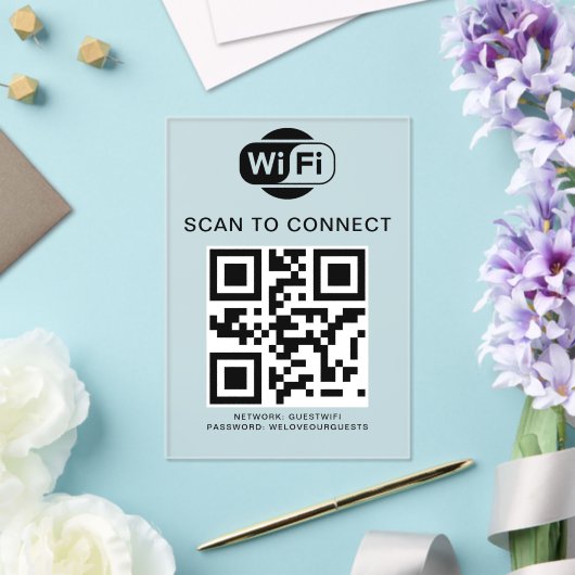 WiFi-Kennwort | QR-Code-Prüfung für die Verbindung Acryleinladungen (In Situ (Hochzeit))