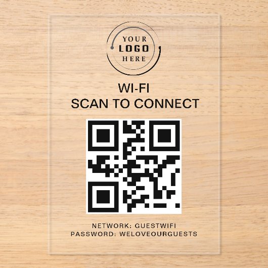 WiFi-Kennwort | QR-Code-Prüfung für die Verbindung Acryleinladungen (Vorderseite)