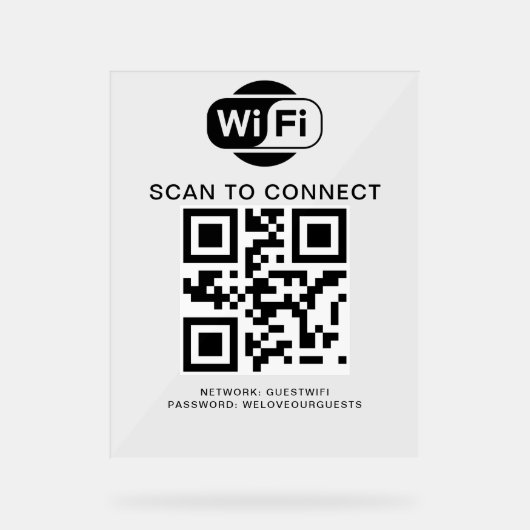 WiFi-Kennwort | QR-Code-Prüfung für die Verbindung Acrylschild (Vorderseite)