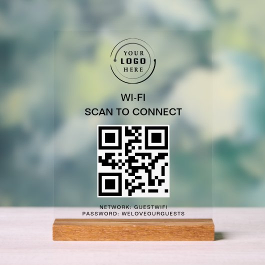 WiFi-Kennwort | QR-Code-Prüfung für die Verbindung Acrylschild (Neutral)