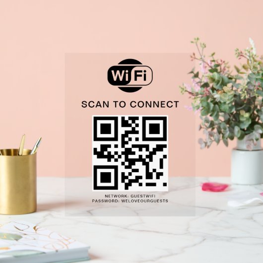 WiFi-Kennwort | QR-Code-Prüfung für die Verbindung Acrylschild (Hochzeit)
