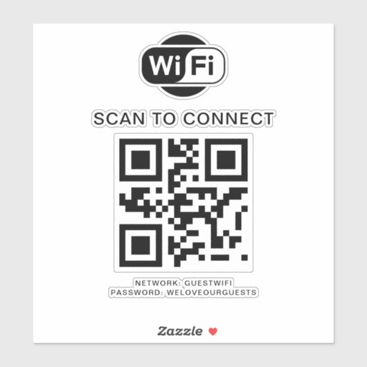 WiFi-Kennwort | QR-Code-Prüfung für die Verbindung Aufkleber (Blatt)