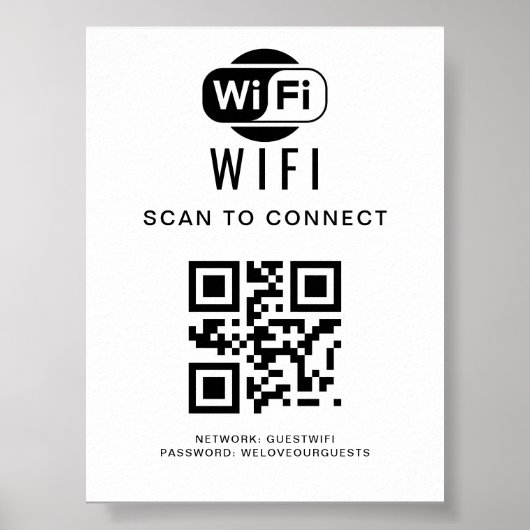WiFi-Kennwort | QR-Code-Prüfung für die Verbindung Poster (Vorne)