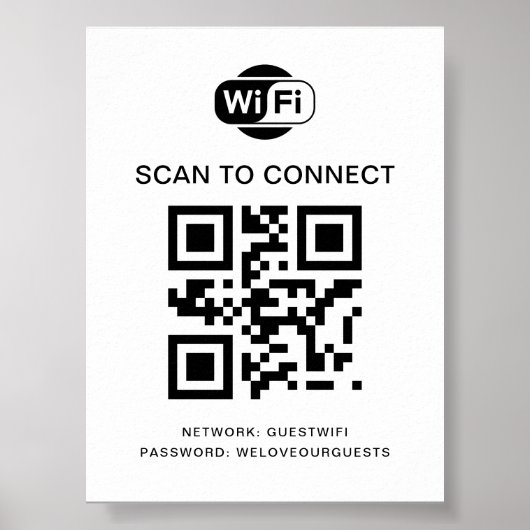 WiFi-Kennwort | QR-Code-Prüfung für die Verbindung Poster (Vorne)