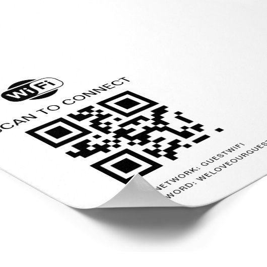 WiFi-Kennwort | QR-Code-Prüfung für die Verbindung Poster (Ecke)