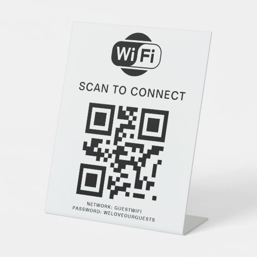 WiFi-Kennwort | QR-Code-Prüfung für die Verbindung Sockelschild (Vorderseite)