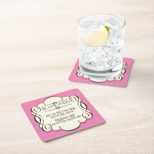 Wifi-Kennwort Rechteckiger Pappuntersetzer (Vor Ort)