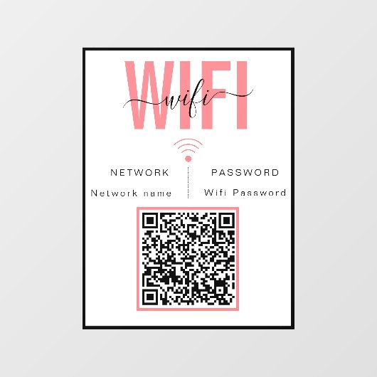 WiFi-Kennwort Signieren Minimalistischer Fensterkl Fensteraufkleber (Blatt)