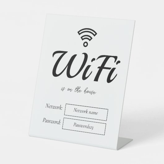 WiFi-Kennwort und Netzwerk-Vorwahlnummer Sockelschild (Vorderseite)