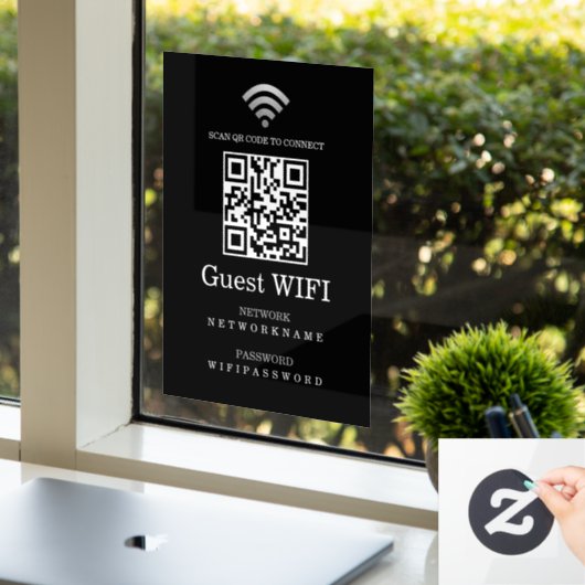 Wifi-Kennwort und Personalisierter QR-Code für das Fensteraufkleber (Büro)
