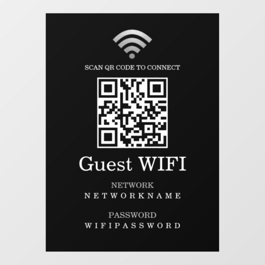 Wifi-Kennwort und Personalisierter QR-Code für das Fensteraufkleber (Blatt)