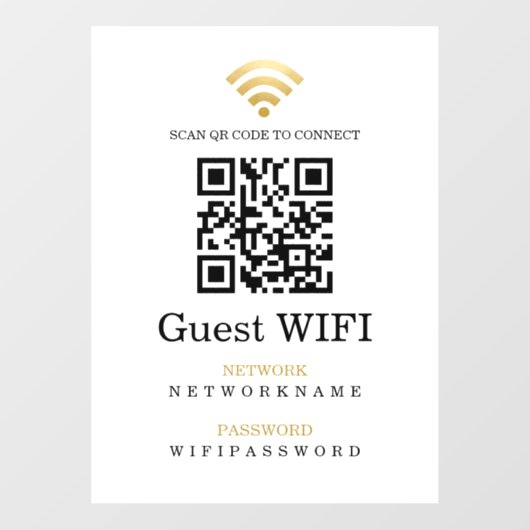 Wifi-Kennwort und Personalisierter QR-Code für das Fensteraufkleber (Blatt)