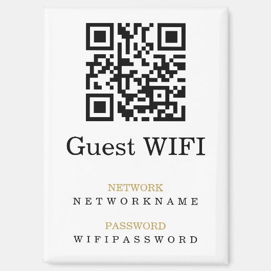 Wifi-Kennwort und Personalisierter QR-Code für das Magnet (Vorderseite)