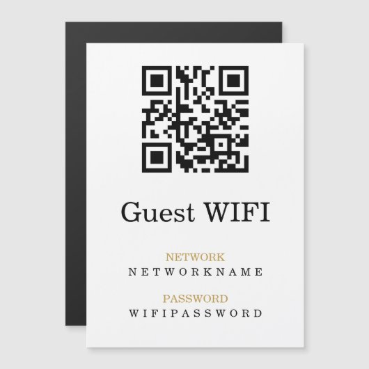Wifi-Kennwort und Personalisierter QR-Code für das Magnetkarte (Vorne/Hinten)