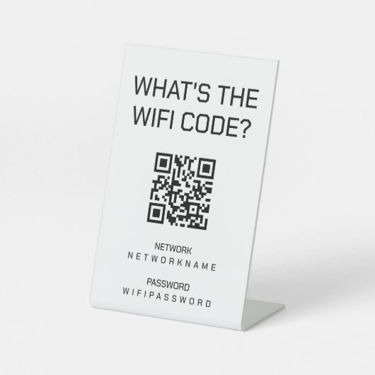 Wifi-Kennwort und Personalisierter QR-Code für das Sockelschild (Vorderseite)