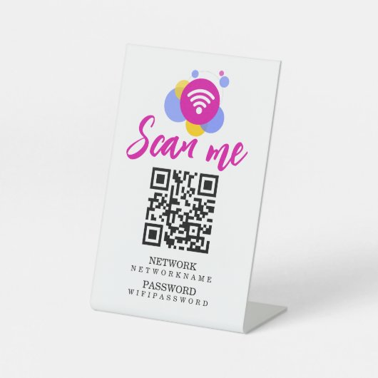 Wifi-Kennwort und Personalisierter QR-Code für das Sockelschild (Vorderseite)