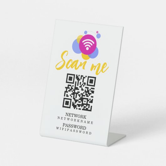 Wifi-Kennwort und Personalisierter QR-Code für das Sockelschild (Vorderseite)