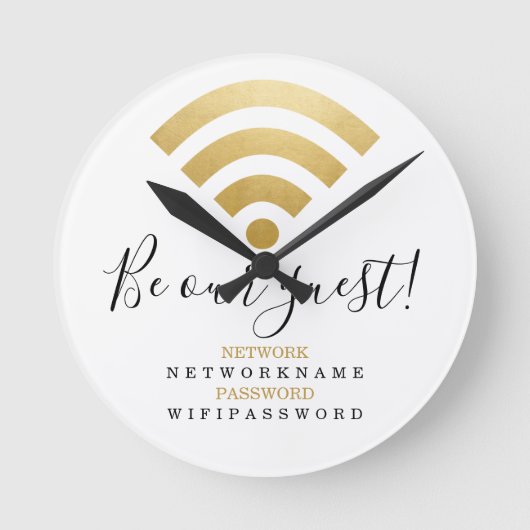 WiFi-Kennwort und Personalisiertes Netzwerk Runde Wanduhr (Vorderseite)