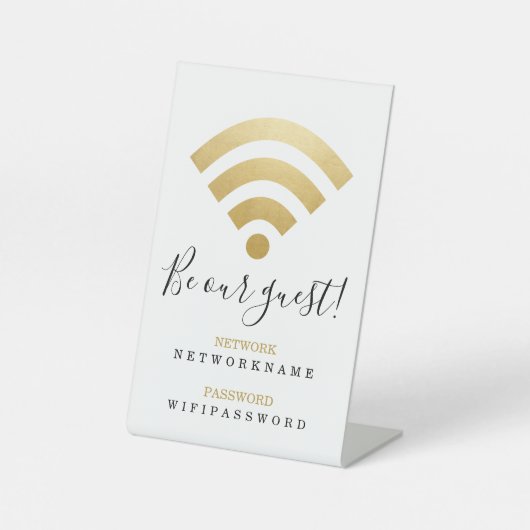 WiFi-Kennwort und Personalisiertes Netzwerk Sockelschild (Vorderseite)