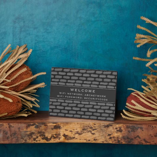 WiFi-Kennwortsignatur | Moderner Dunkler Grauziege Fotoplatte (Seite)