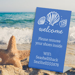 WIFI Login Schuhe Ausziehen Strand Ferienvermietun Sockelschild