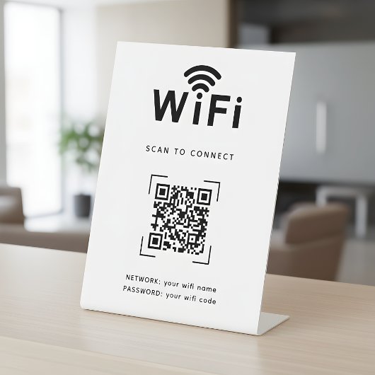 WiFi Login Table Top Sign For Reception Area Sockelschild