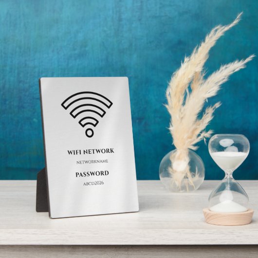 Wifi Network and Password Black Plaque Fotoplatte (Seite)