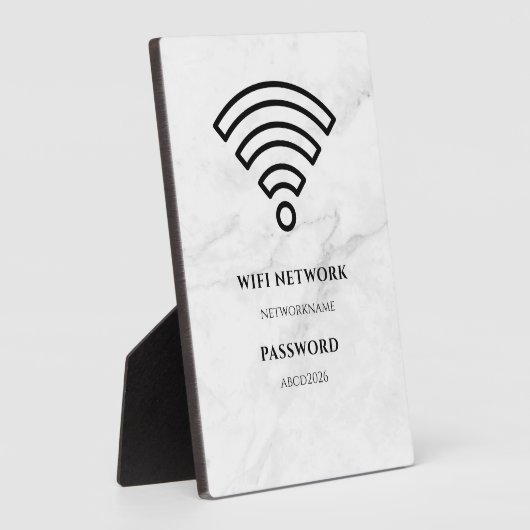 Wifi Network and Password Black Plaque Fotoplatte (Seite)