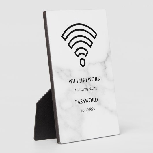 Wifi Network and Password Black Plaque Fotoplatte (Seite)