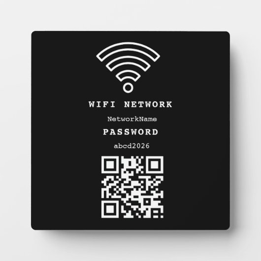 Wifi Network and Password Black Plaque Fotoplatte (Vorderseite)