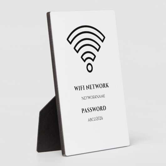 Wifi Network and Password Black Plaque Fotoplatte (Seite)