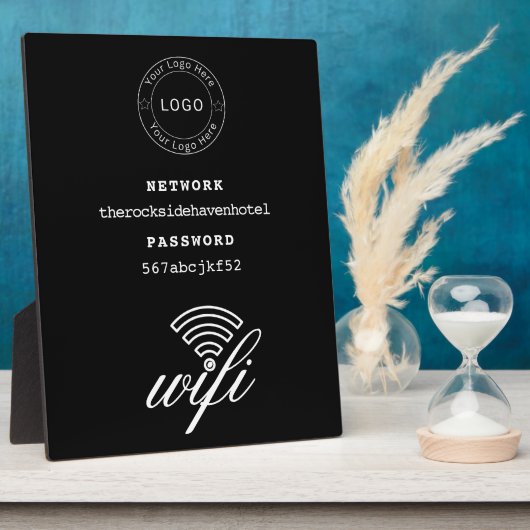 Wifi Network and Password Black Plaque Fotoplatte (Seite)