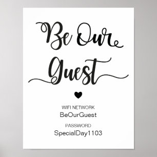 Wifi Network Info Wedding Sign  Moderne Kalligrafi Poster