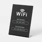 WIFI Network Login Table Sign | Simple Sleek Black Sockelschild (Vorderseite)
