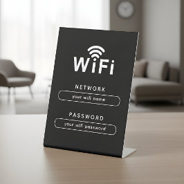WIFI Network Login Table Sign | Simple Sleek Black Sockelschild