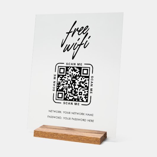 Wifi Network QR Code Black Modern Business Acrylschild (Winkel)
