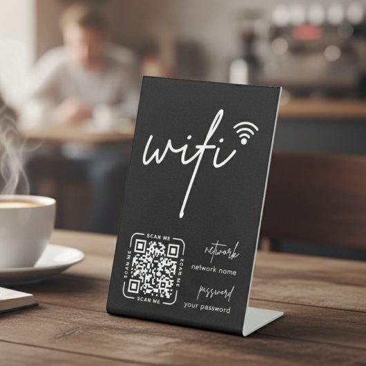 Wifi Network QR Code Black Modern Business Sockelschild