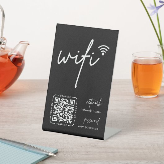 Wifi Network QR Code Black Modern Business Sockelschild (In SItu)