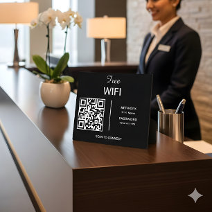 Wifi Network QR Code Scan to Connect Modern Black Fotoplatte