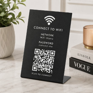 Wifi Network QR Code Scan to Connect Modern Black Sockelschild