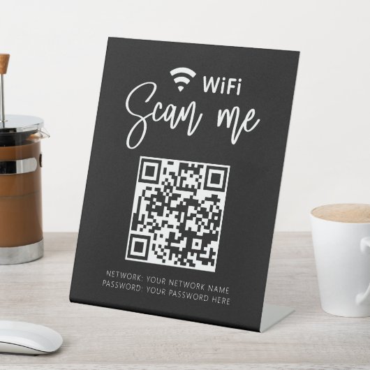 Wifi Network QR Code Schwarz Modernes Geschäft Sockelschild (In SItu)