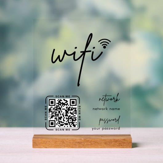 Wifi Network QR Code White Modern Business Acrylschild (Neutral)