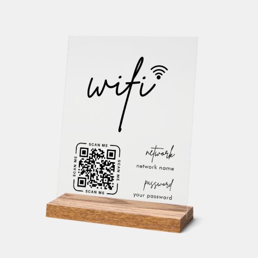 Wifi Network QR Code White Modern Business Acrylschild (Winkel)
