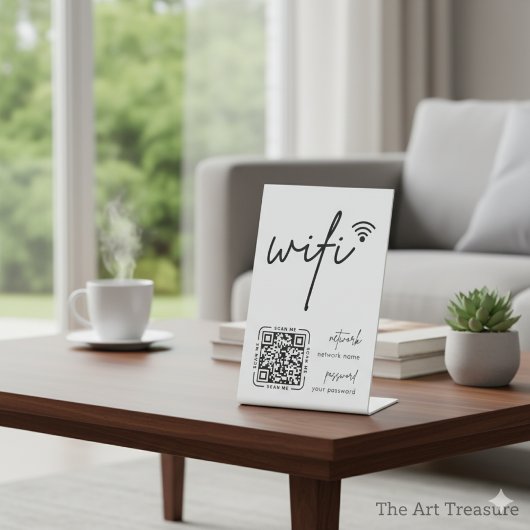Wifi Network QR Code White Modern Business Sockelschild