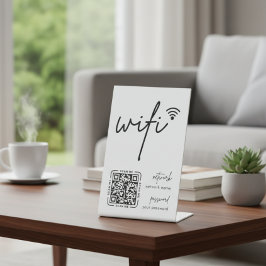 Wifi Network QR Code White Modern Business Sockelschild