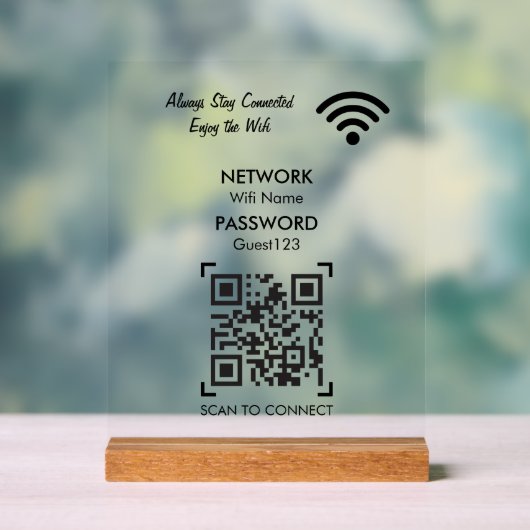 Wifi Network With QR Code Custom Text For Guests Acrylschild (Neutral)