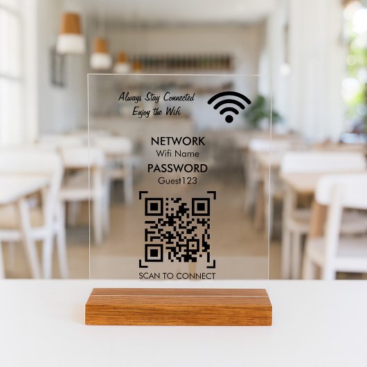 Wifi Network With QR Code Custom Text For Guests Acrylschild