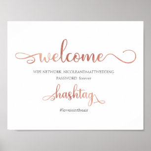 Wifi-Netzwerk-Hashtag Rose Gold-Info-Nachricht Hoc Poster