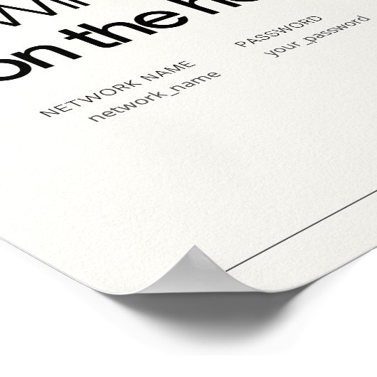 Wifi-Netzwerk-Herberge airbnb Bed & Breakfast info Poster (Ecke)